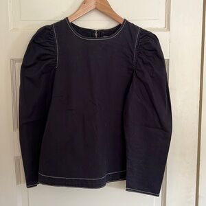 Ulla Johnson Black Puff Sleeve Top